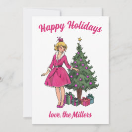 女の子のクリスマスカードをピン留めする 招待状