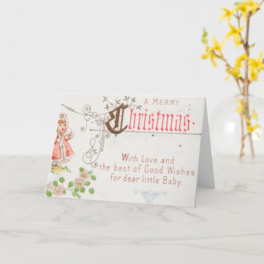 女の子のクリスマスカード カード (黄色い花)