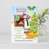 女の子のクリスマス誕生日パーティーの招待状 招待状 (スタンド正面)