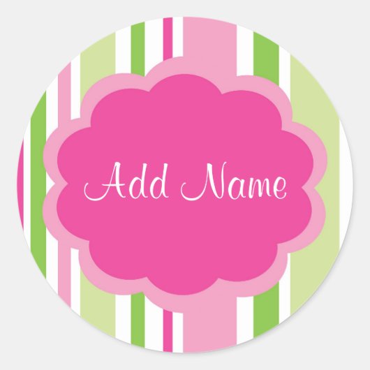 女の子のクールカスタマイズ可能なストライプシール ラウンドシール (正面)