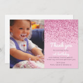 女の子のグリッターの誕生日のサンキューカード サンキューカード (正面/裏面)