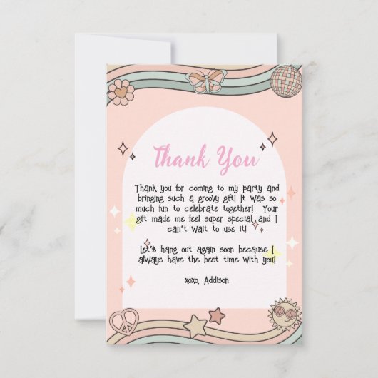 女の子のグルービーな感謝カード サンキューカード (正面)