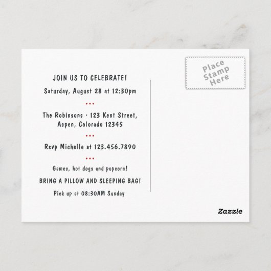 女の子のゲームナイト ビデオゲームパーティーの招待状 ポストカード (裏面)