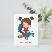 女の子のゲームナイト ビデオゲームパーティー招待状 ポストカード (スタンド正面)