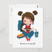 女の子のゲームナイト ビデオゲームパーティー招待状 ポストカード (正面/裏面)