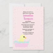 女の子のゴムダッキー ベビーシャワー招待状 招待状 (正面)