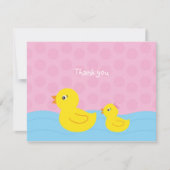 女の子のゴム製ダッキーのアヒルの平たい箱はメッセージカード感謝していしています ノートカード (正面)