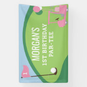 女の子のゴルフ誕生日パーティー大型バナー看板 横断幕 (縦)