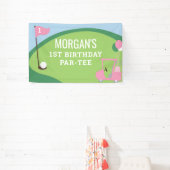 女の子のゴルフ誕生日パーティー大型バナー看板 横断幕 (インサイチュ)