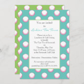 女の子のゴルフ・ボールのパーティーはライム、ピンク及び水を誘います 招待状 (正面/裏面)