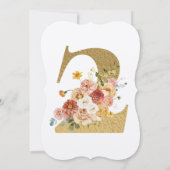 女の子のゴールドフラワーバースデーパーティー招待状（2歳） 招待状 (裏面)