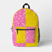 （女の子のゴールド＆ピンクカラー） ベスト カラー ブロック プリントバックパック (正面)