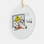 女の子のサッカーのゴールの看守のTシャツおよびギフト セラミックオーナメント (右)