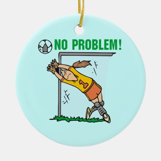 女の子のサッカーのゴールキーパーのTシャツおよびギフト セラミックオーナメント (正面)