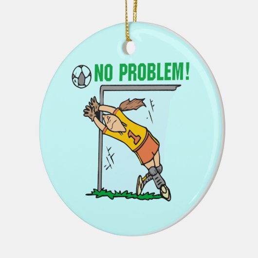 女の子のサッカーのゴールキーパーのTシャツおよびギフト セラミックオーナメント (左)