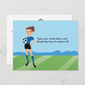 女の子のサッカーの図解入りの、写真付きのな郵便はがき 案内ポストカード (正面/裏面)