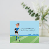 女の子のサッカーの図解入りの、写真付きのな郵便はがき 案内ポストカード (スタンド正面)