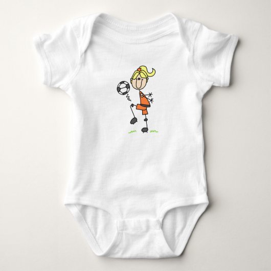女の子のサッカーの膝の蹴りのワイシャツ Tシャツ (正面)