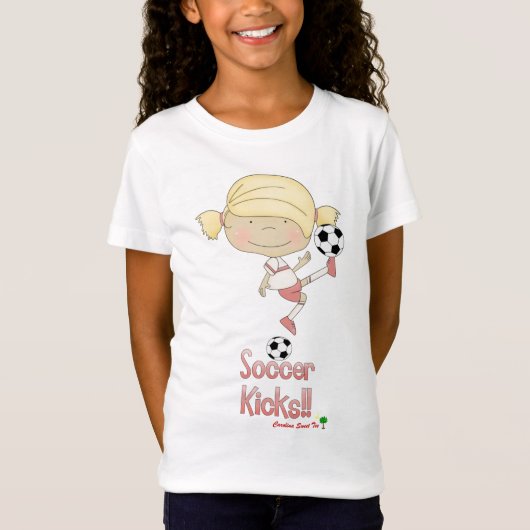 女の子のサッカーの蹴り Tシャツ (正面)