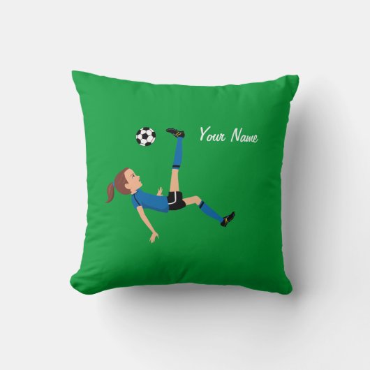 女の子のサッカーの選手のカッコいいの枕 クッション (正面)