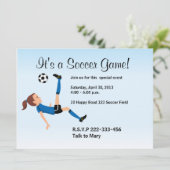 女の子のサッカーの選手の招待状 招待状 (スタンド正面)