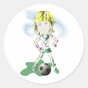 女の子のサッカーの選手の芸術 ラウンドシール