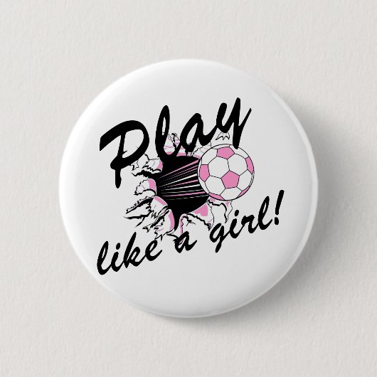 女の子のサッカーのTシャツおよびギフト 缶バッジ (正面)