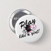 女の子のサッカーのTシャツおよびギフト 缶バッジ (正面&裏面)