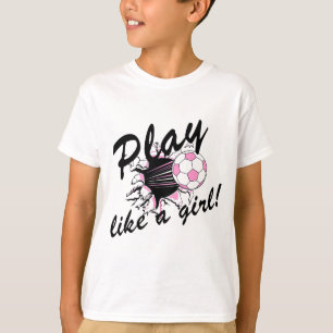 女の子のサッカーのTシャツおよびギフト Tシャツ