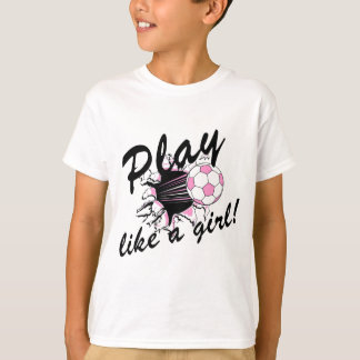 女の子のサッカーのTシャツおよびギフト Tシャツ