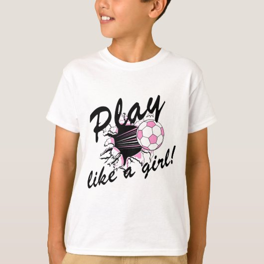 女の子のサッカーのTシャツおよびギフト Tシャツ (正面)