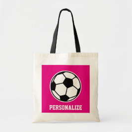 女の子のサッカーチームとコーチのためのピンクのサッカーボールトートバッグ トートバッグ