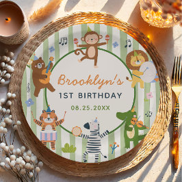 女の子のサファリ動物の誕生日パーティーの紙皿 ペーパープレート