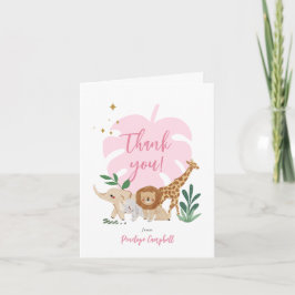 女の子のサファリ バースデー パーティー 感謝カード