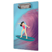 女の子のサーフィン日没。 クリップボード (左)