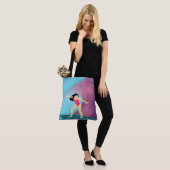 女の子のサーフィン日没。 トートバッグ (モデル)