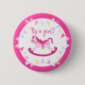 女の子のシャワー性別がホビーホースを明らかにする 缶バッジ (正面)