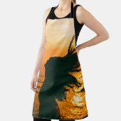 女の子のシルエット、海の夕日、自由。 エプロン (インサイチュ)