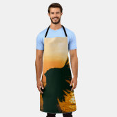 女の子のシルエット、海の夕日、自由。 エプロン (着用した状態)