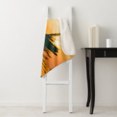 女の子のシルエット、海の夕日、自由。 シェルパブランケット (インサイチュ)