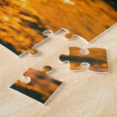 女の子のシルエット、海の夕日、自由。 ジグソーパズル (側面)