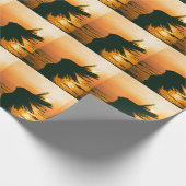 女の子のシルエット、海の夕日、自由。 ラッピングペーパー (角)