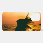 女の子のシルエット、海の夕日、自由。 Case-Mate iPhoneケース (裏面 (横))