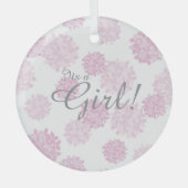 女の子のシンプルフローラ赤ちゃんシャワー植物性おむつ ガラスオーナメント (正面)