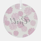 女の子のシンプルフローラ赤ちゃんシャワー植物性おむつ ガラスオーナメント (裏面)