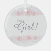 女の子のシンプルフローラ赤ちゃんシャワー植物性おむつ ガラスオーナメント (正面)