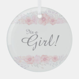 女の子のシンプルフローラ赤ちゃんシャワー植物性おむつ ガラスオーナメント