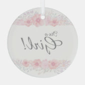 女の子のシンプルフローラ赤ちゃんシャワー植物性おむつ ガラスオーナメント (裏面)