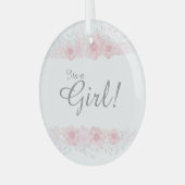 女の子のシンプルフローラ赤ちゃんシャワー植物性おむつ ガラスオーナメント (正面左)
