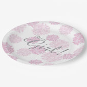 女の子のシンプルフローラ赤ちゃんシャワー植物性おむつ ペーパープレート (アングル)